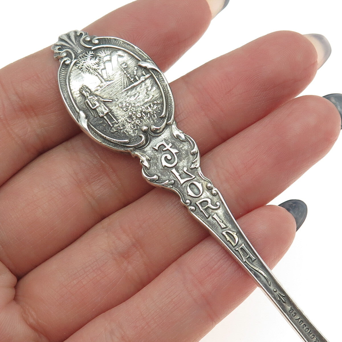GORHAM 925 Sterling Silver Antique Art Deco Florida States & Cities Coffee Spoon
