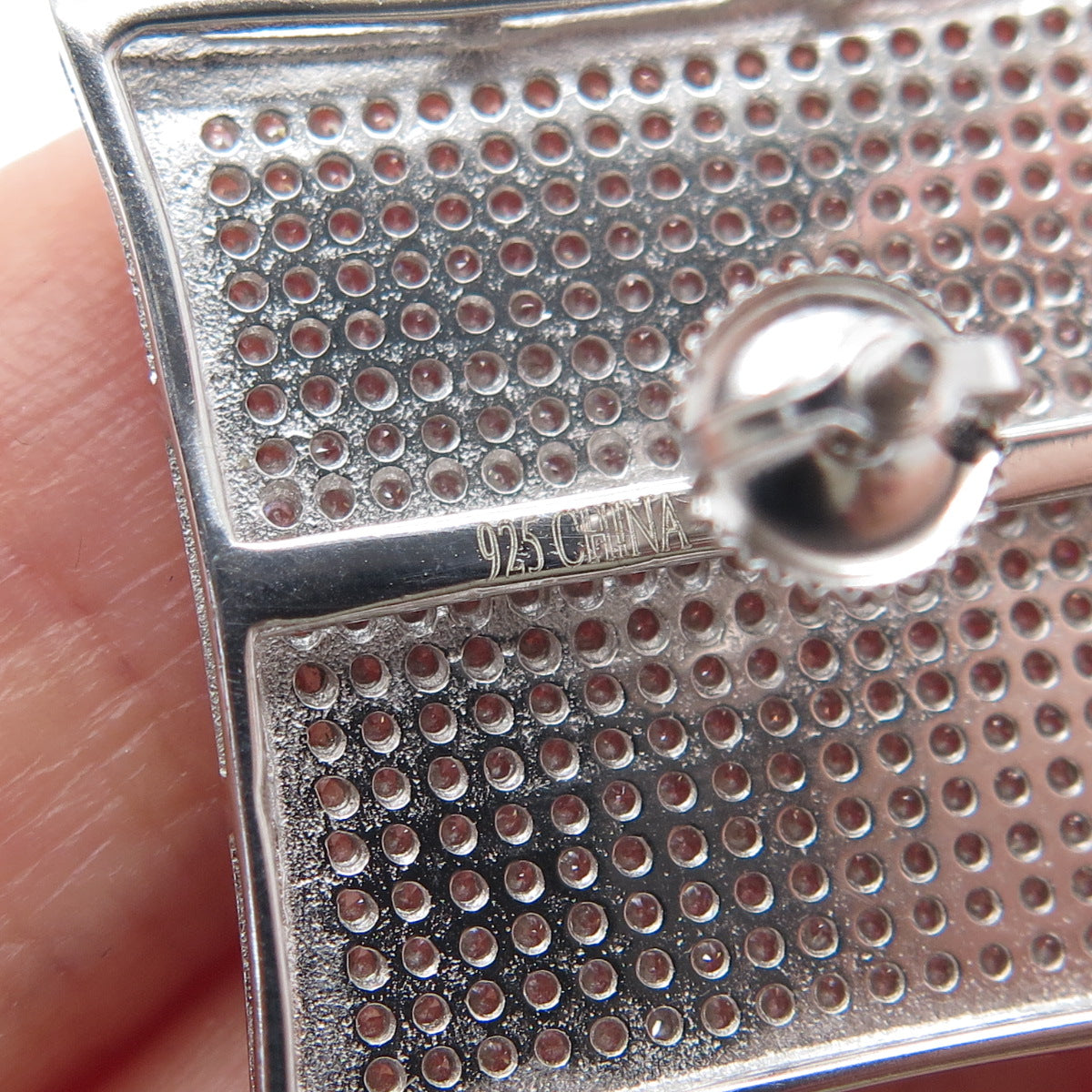 925 Sterling Silver Round-Cut C Z Sparkle Princess Square Earrings