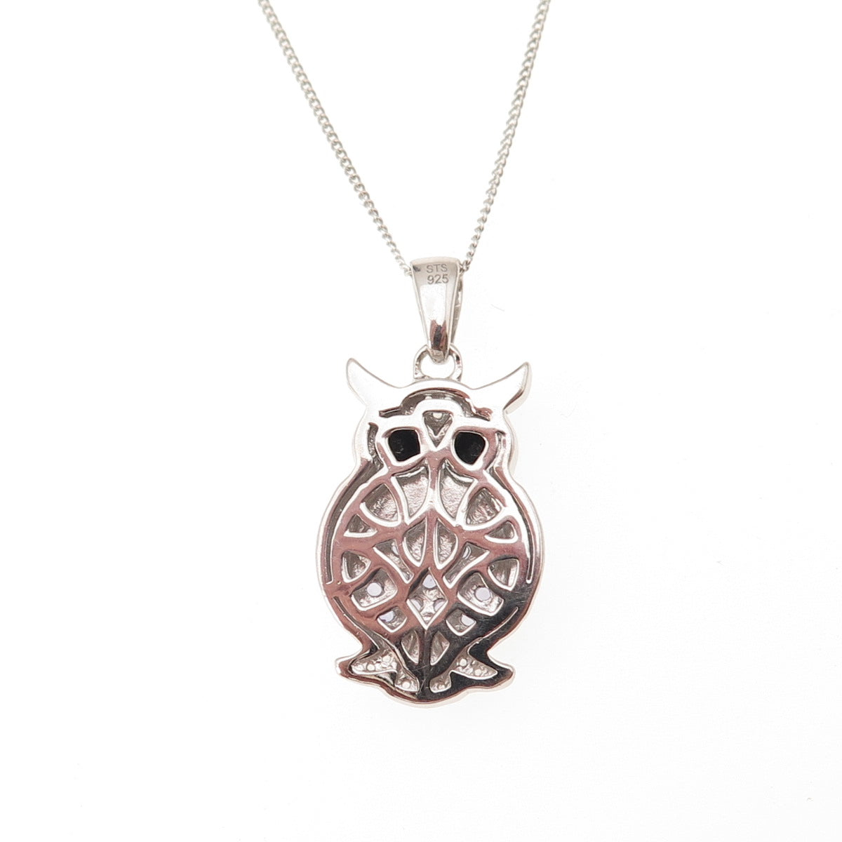 Chuck Clemency 925 Sterling Silver Real Tanzanite Topaz Spinel Owl Necklace 20"