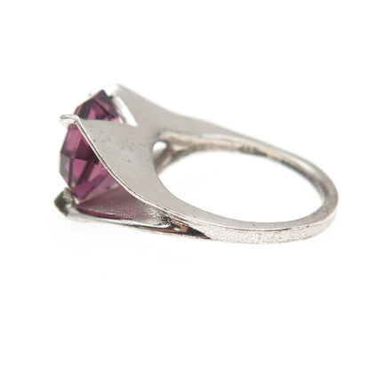 Clark & Coombs Sterling Silver Antique Art Deco Purple Rhinestone Ring Size 5