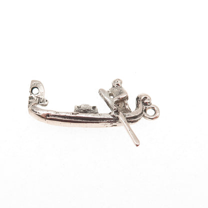 925 Sterling Silver Vintage Venetian Gondola Oxidized Charm Pendant