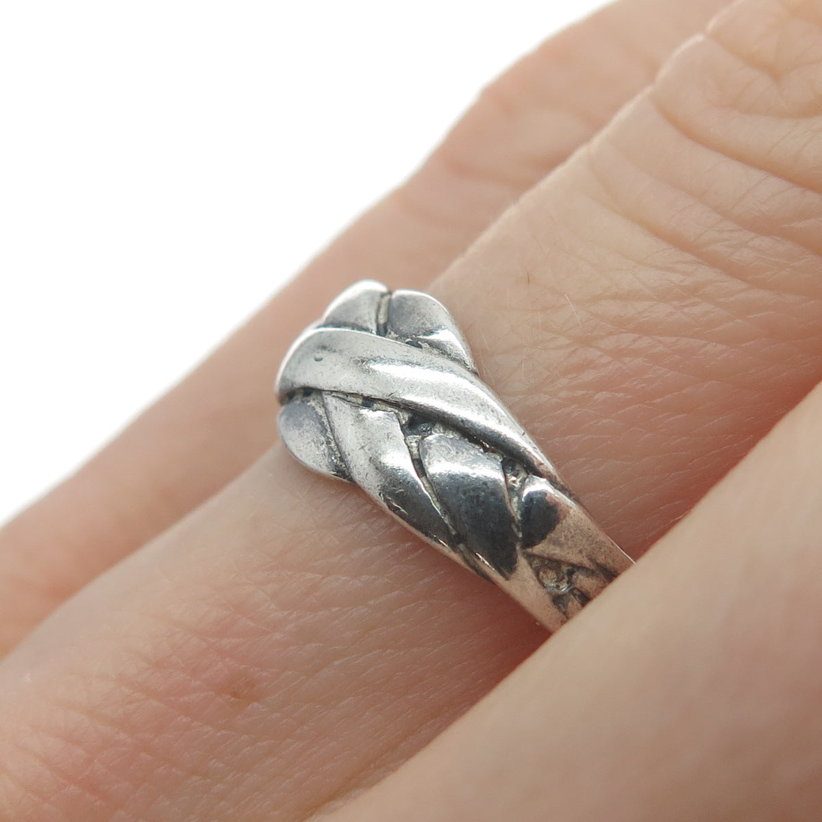CELLINI 925 Sterling Silver Vintage Crisscross Oxidized Ring Size 6.25