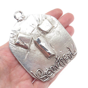 SANDRA DEE OWENS Sterling Silver Vintage Beautiful Abstract Face Large Pendant
