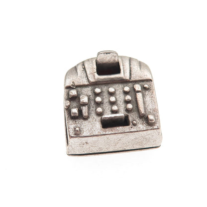 Wells Sterling Silver Antique Art Deco Mechanical Cash Register 3D Mini Pendant