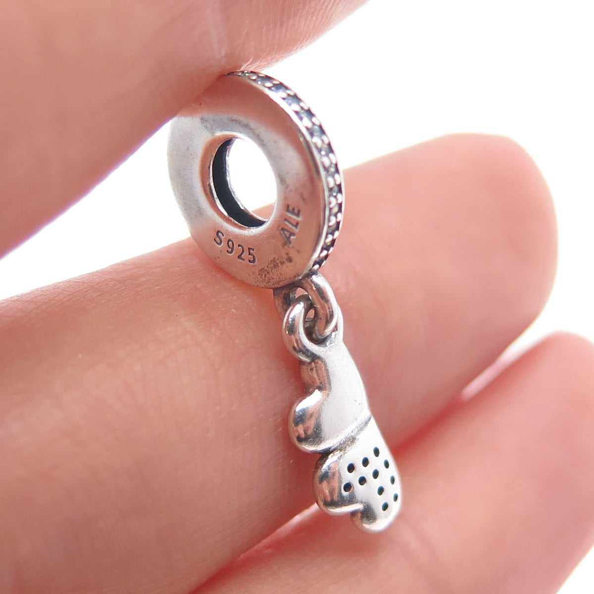 PANDORA 925 Sterling Silver C Z Best Friends Forever Dangle Heart Slide Charm