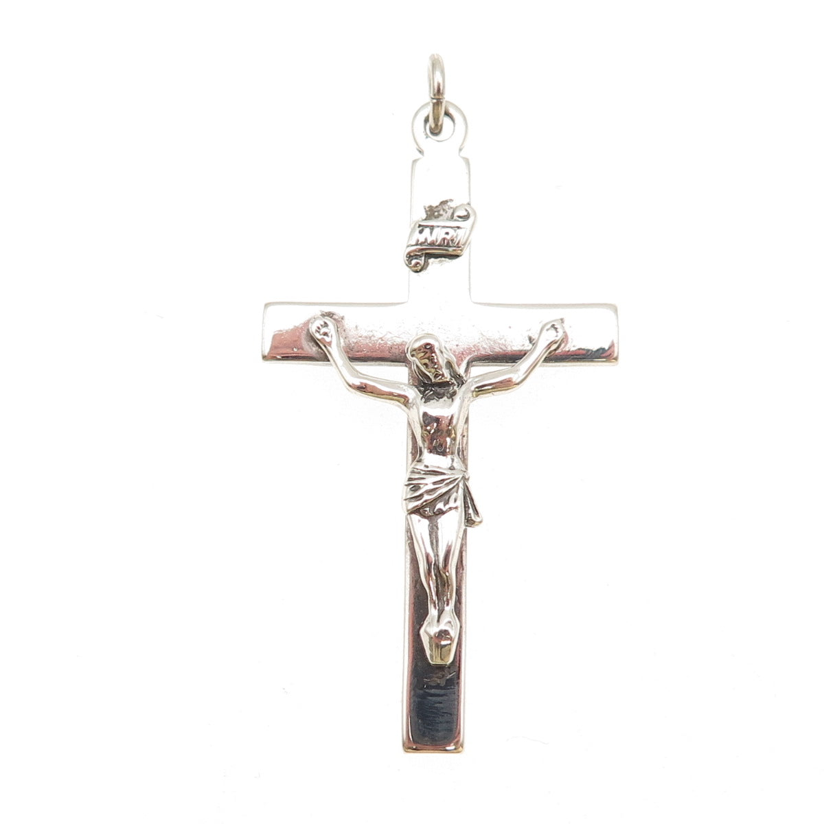 Creed 925 Sterling Silver Vintage Crucifix Cross Religious Oxidized Pendant
