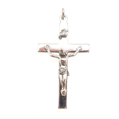Creed 925 Sterling Silver Vintage Crucifix Cross Religious Oxidized Pendant