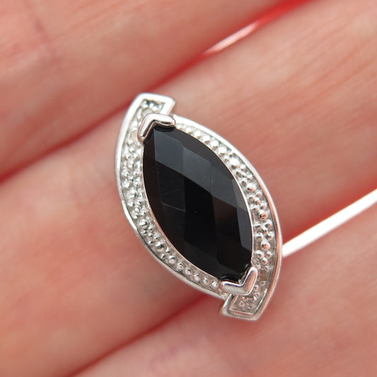NEVADA 925 Sterling Silver Real Diamond & Black Spinel Minimalist Slide Pendant