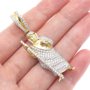 925 Sterling Silver Gold Plated Round-Cut C Z Saint Jude Thaddeus Pendant
