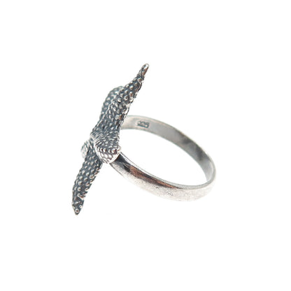 925 Sterling Silver Vintage Starfish Oxidized Ring Size 8.75