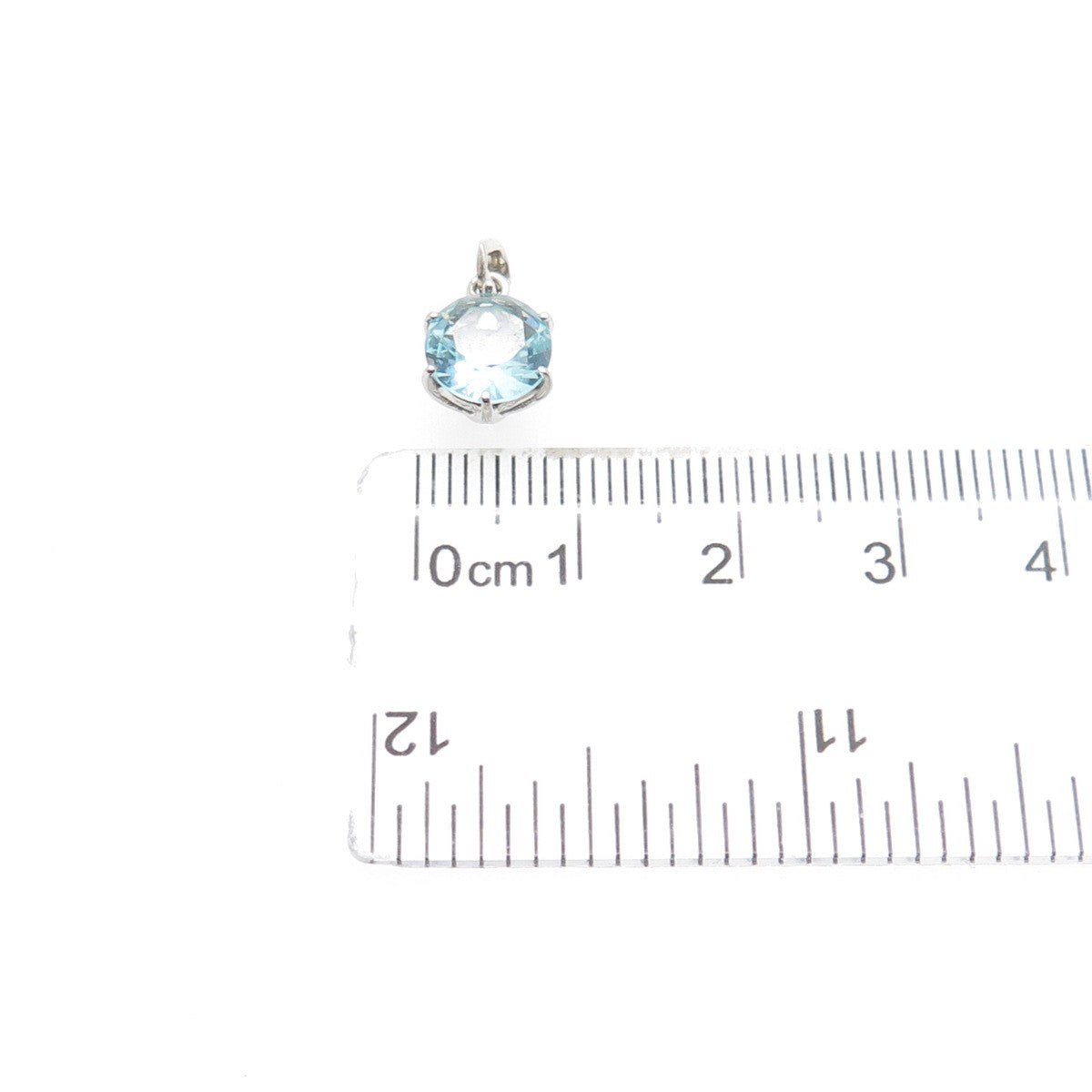 925 Sterling Silver Round-Cut Blue C Z Minimalist Charm Pendant