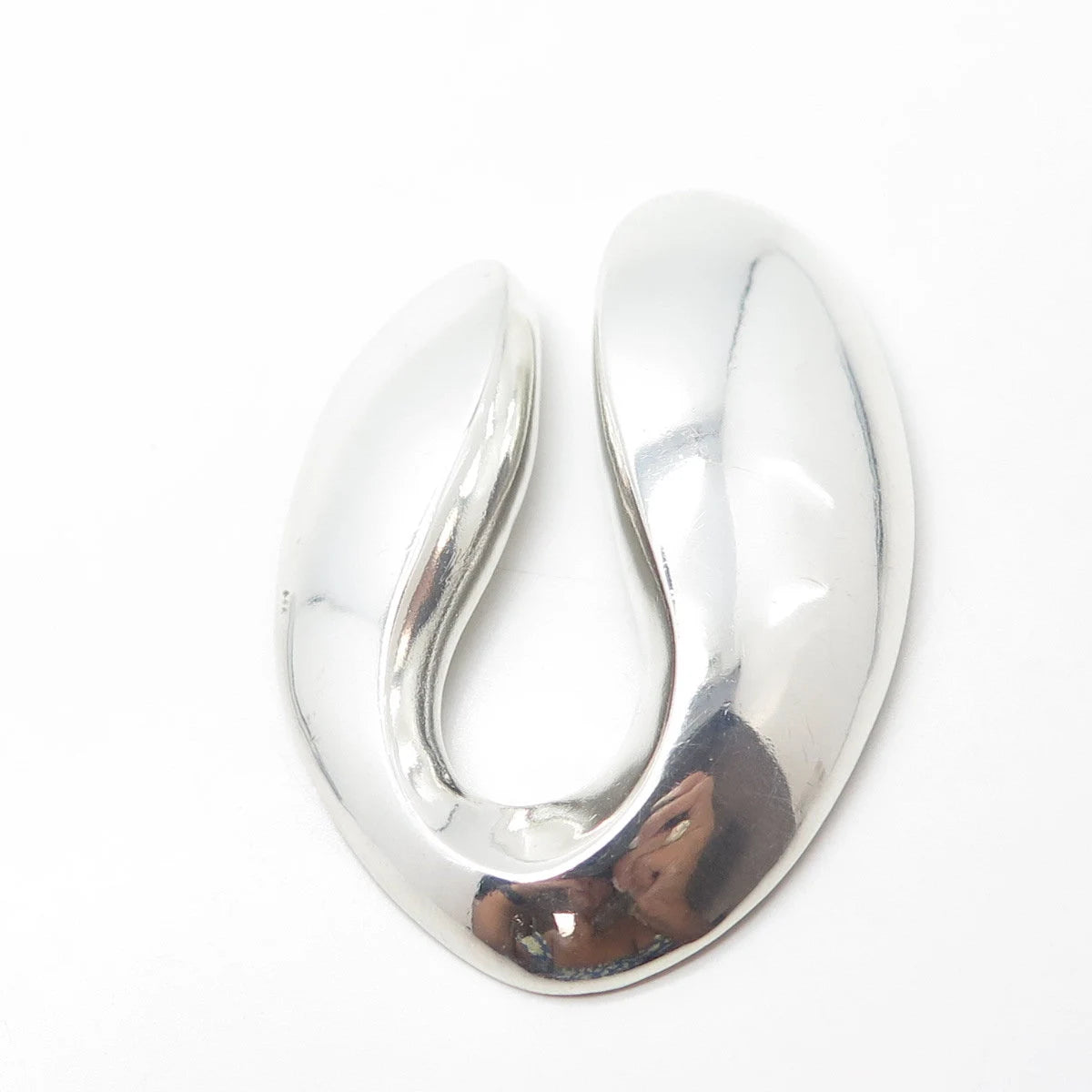 925 Sterling Silver Vintage Double Teardrop Modernist Pendant