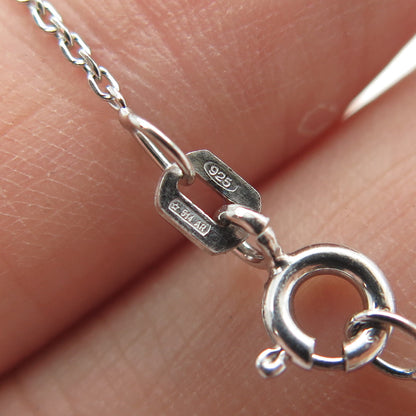 925 Sterling Silver Italy Pave C Z Letter "I" Initial Cable Chain Necklace 16"