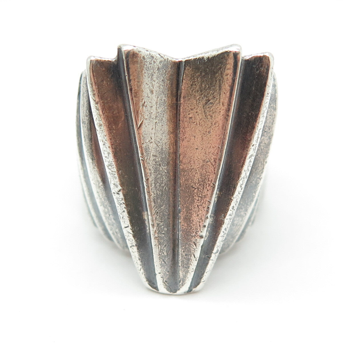 925 Sterling Silver Vintage Modernist Oxidized Ring Size 7.5