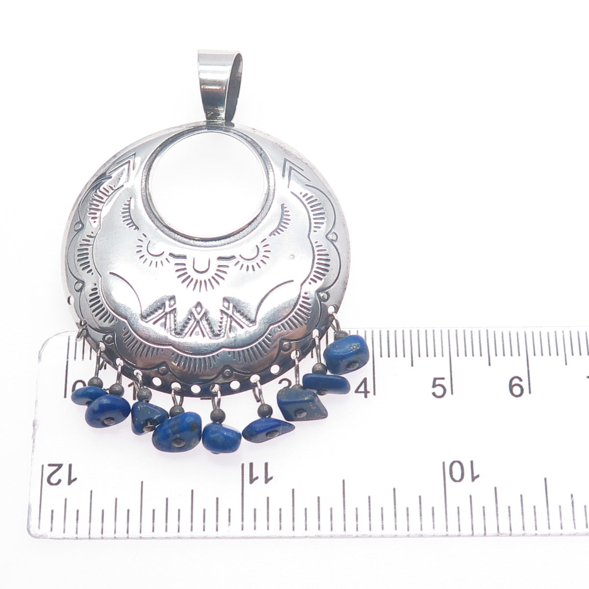 Quoc Turquoise Old Pawn Sterling Silver Vintage Lapis Pendant (missing stone)