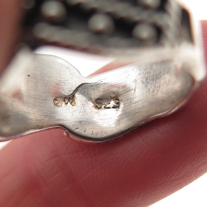 Charles Winston Sterling Silver Vintage Modernist Beaded Oxidized Ring Size 6.75