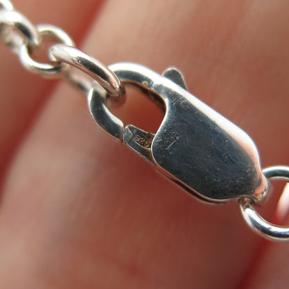 925 Sterling Silver Vintage Enamel Wood Bar Rolo Link Bracelet 6.25"