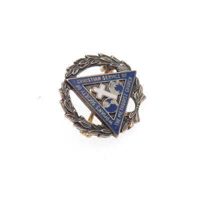 Robbins & Co. 925 Sterling Antique Enamel Woman's Society Methodist Church Pin