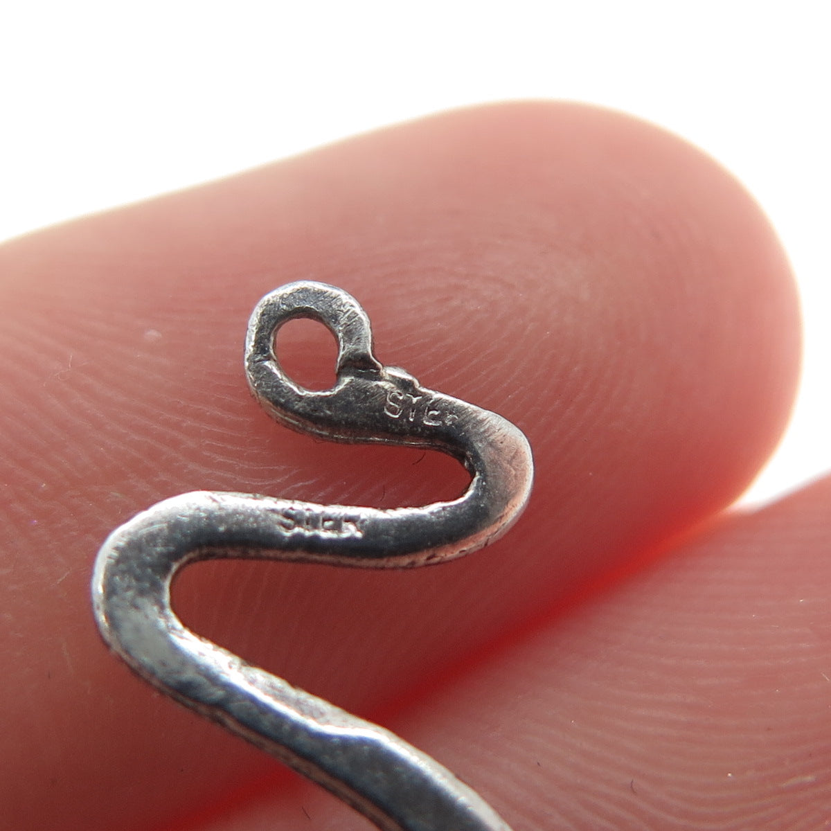 925 Sterling Silver Vintage Snake Oxidized Charm Pendant