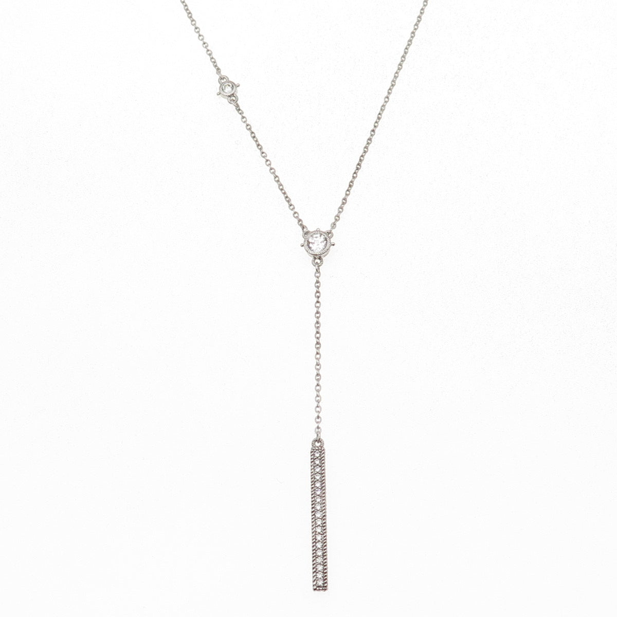Judith Ripka 925 Sterling Silver C Z Bar Cable Chain Necklace 18-20"