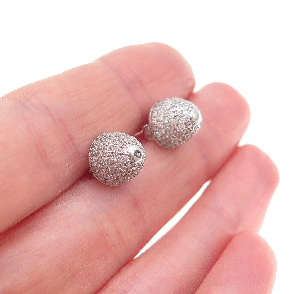 925 Sterling Silver Round-Cut C Z Cone Stud Earrings