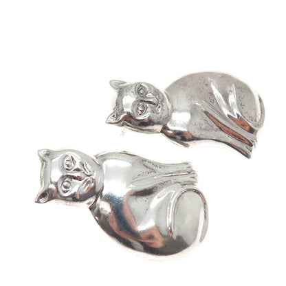 CHAPAL ZENRAY 925 Sterling Silver Vintage Cat Modernist Earrings
