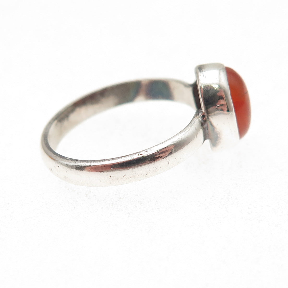 925 Sterling Silver Vintage Real Cabochon Agate Oxidized Ring Size 6.5