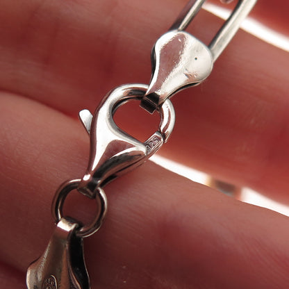 925 Sterling Silver Vintage Italy Paperclip Anchor Link Bracelet 8"