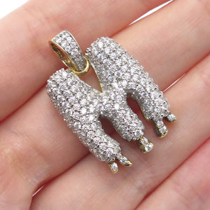925 Sterling Silver Gold Plated Round-Cut Shaped C Z Letter M Sparkle Pendant