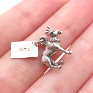 BELL TRADING POST 925 Sterling Silver Vintage Elk Maine State Minimalist Pendant