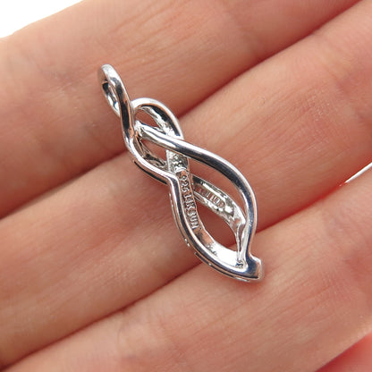 SUN 925 Sterling Silver 14K Gold Real Diamond Infinity Charm Pendant