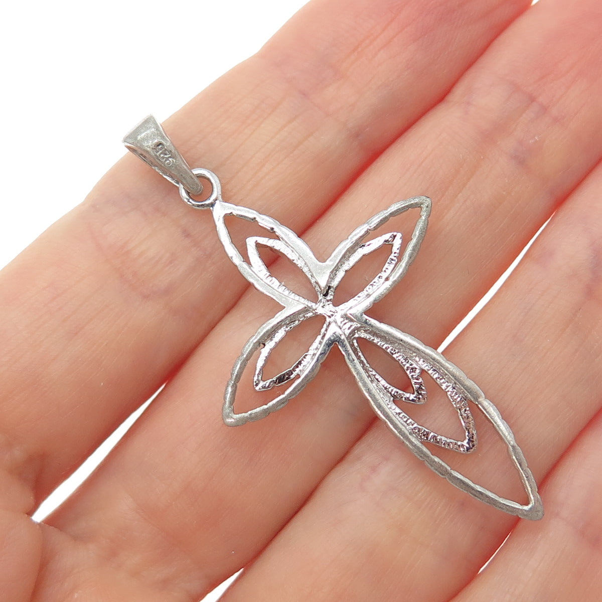 925 Sterling Silver Vintage Cross Religious Charm Pendant