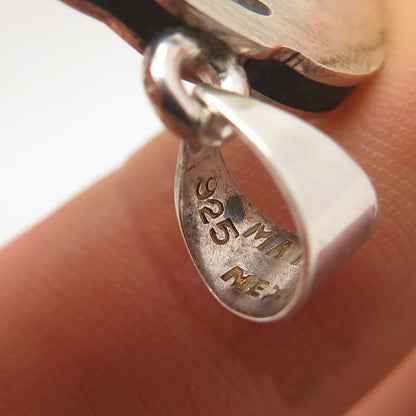 925 Sterling Silver Vintage Mexico MA ISABEL Real Howlite Gem Elephant Pendant