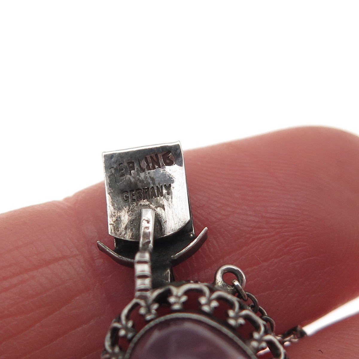 925 Sterling Silver Antique Art Deco Germany Real Amethyst Bracelet 6.75"