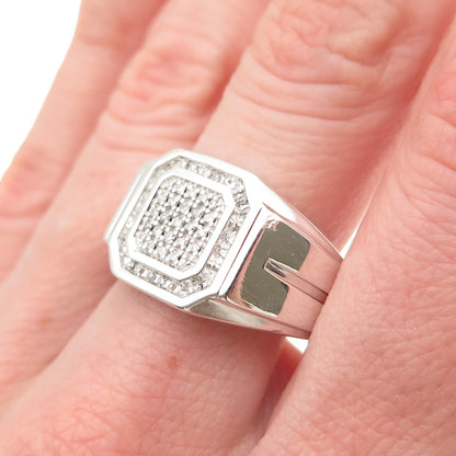 SLV Sadye L Vassil 925 Sterling Silver Real Round-Cut Diamond Ring Size 10