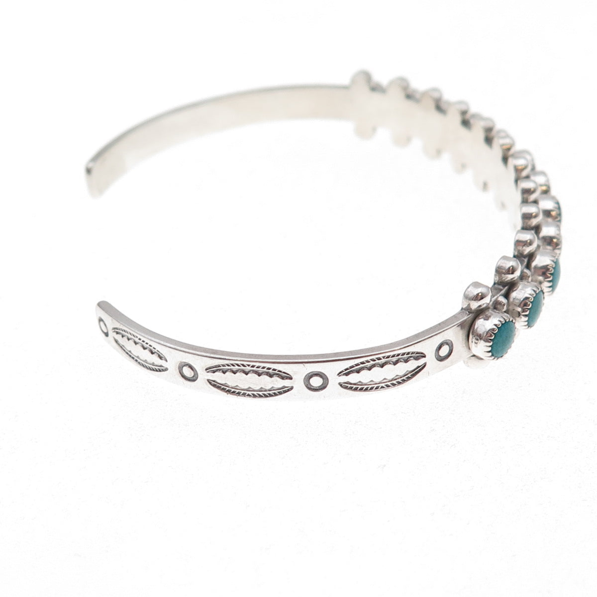 Old Pawn Sterling Silver Vintage Turquoise Snake Eye Adjustable Bracelet 6.25"