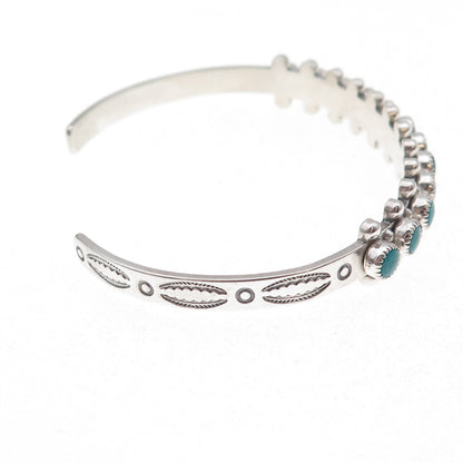 Old Pawn Sterling Silver Vintage Turquoise Snake Eye Adjustable Bracelet 6.25"