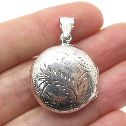 925 Sterling Silver Vintage Engraved Round Locket Pendant