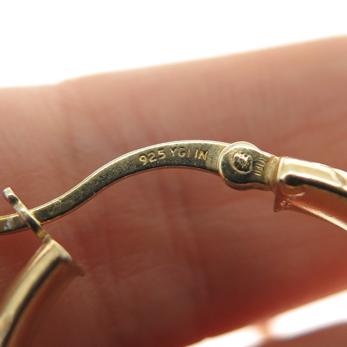 925 Sterling Silver Gold Plated Diamond-Cut Hoop Earrings