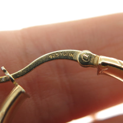 925 Sterling Silver Gold Plated Diamond-Cut Hoop Earrings