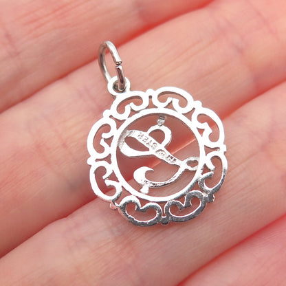 925 Sterling Silver Vintage Letter L Initial Ornate Charm Pendant