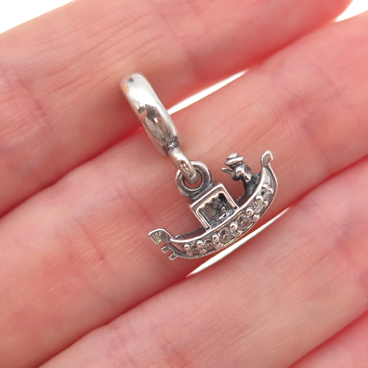 Pandora 925 Sterling Silver C Z Venice Gondola Dangle Charm
