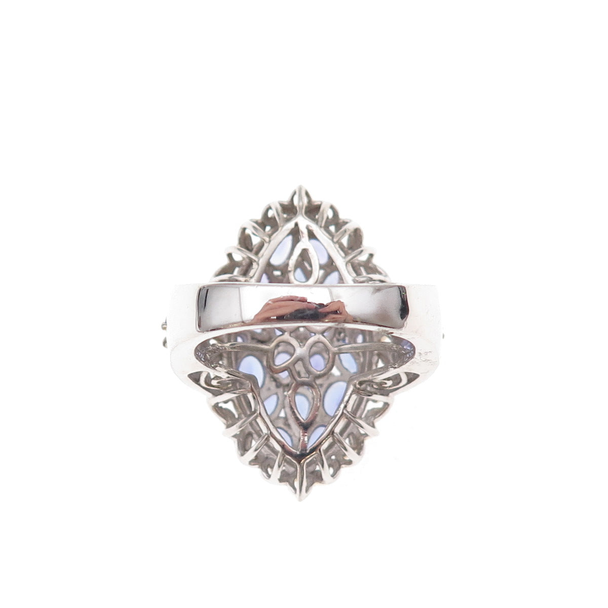 Chuck Clemency 925 Sterling Silver 2-Tone Real Tanzanite White Topaz Ring Size 8