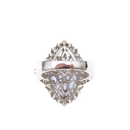 Chuck Clemency 925 Sterling Silver 2-Tone Real Tanzanite White Topaz Ring Size 8