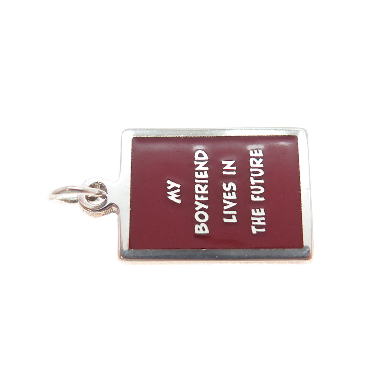 925 Sterling Enamel My Boyfriend Lives In The Future Minimalist Charm Pendant