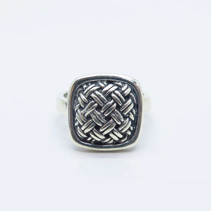 925 Sterling Silver Vintage Wicker Ring Size 6.5