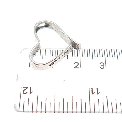925 Sterling Silver Vintage Modernist Heart Oxidized Slide Charm Pendant