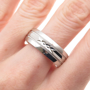 925 Sterling Silver Diamond-Cut Band Ring Size 11