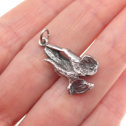 925 Sterling Silver Vintage Prayer Hands Oxidized Mini Charm Pendant