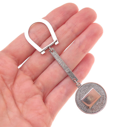800 Silver Antique Art Deco Rod of Asclepius Symbol Oxidized Key Fob Holder